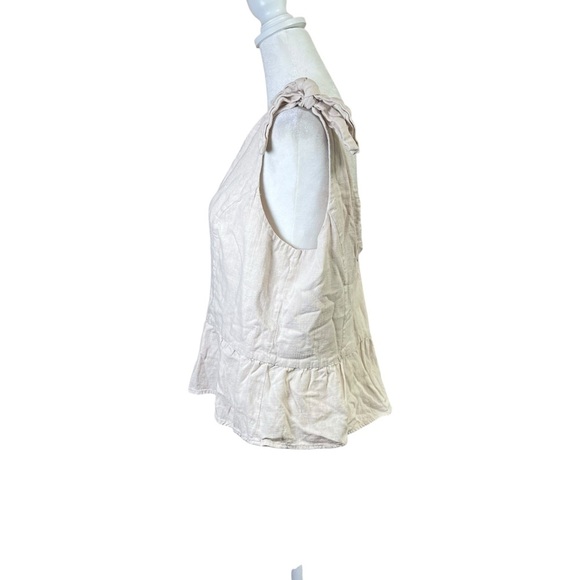 Express Linen Blend Boho Peplum Women’s Sleeveless Shirt Top Fairy Coastal Sz L - Picture 2 of 9